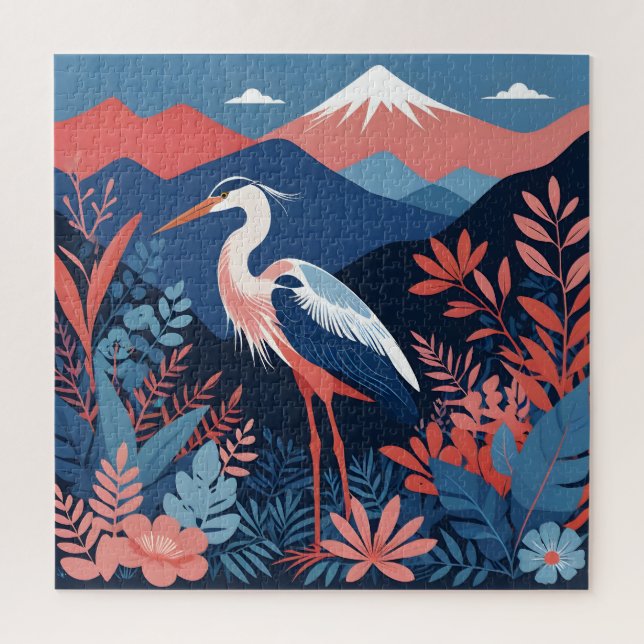 coral mountain heron puzzle (Vertical)