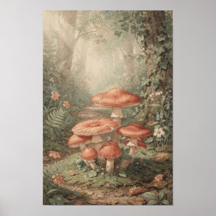 Coral Mushroom Woodland Path Wall Art