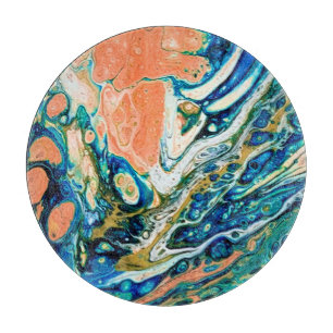 Coral N Blue Southwestern Beach Abstract Cutting Board
