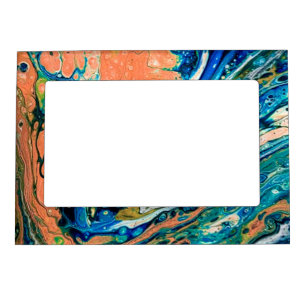 Coral N Blue Southwestern Beach Abstract  Magnetic Frame