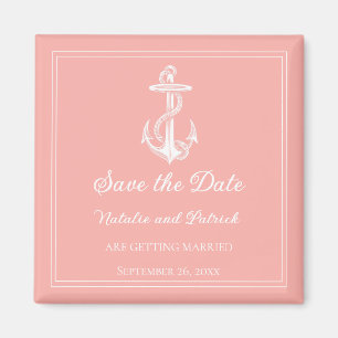 Coral Nautical Anchor Save the Date Magnet