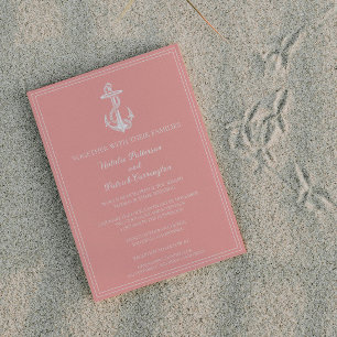 Coral Nautical Anchor Wedding Invitation