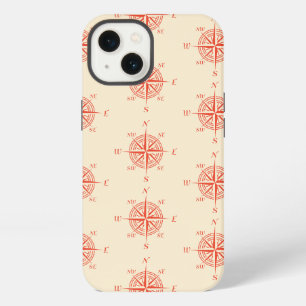 Coral Nautical Sailing Compass iPhone 13 Case