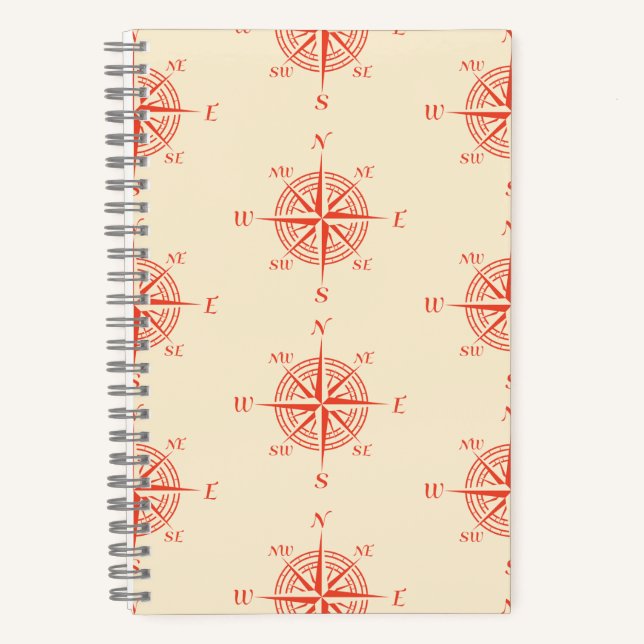 Coral Nautical Sailing Compass Notebook (Front)