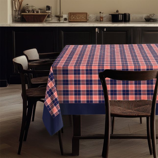 Coral Navy Check Tablecloth Trendy Dining Vibes (Coral Navy Check Tablecloth Trendy Dining Vibes)