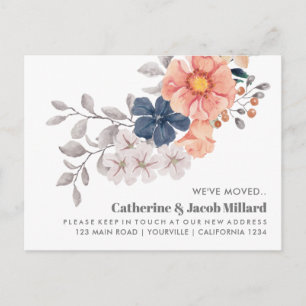 Coral Navy We've moved New address New House  Postcard