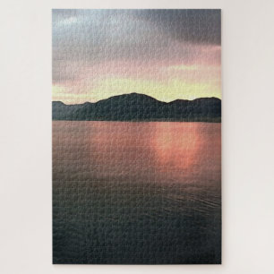 Coral Ombre Sunset Reflections Jigsaw Puzzle