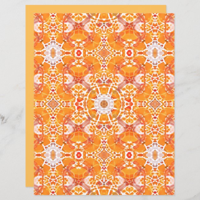 Coral Orange and Cream Batik Medallion Pattern  (Front/Back)