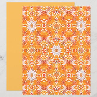 Coral Orange and Cream Batik Medallion Pattern