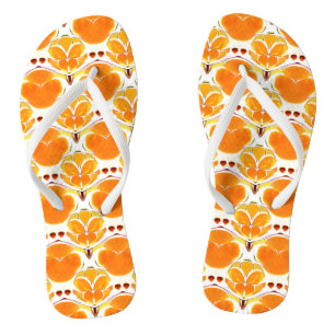Coral Orange and Cream Batik Pattern  Thongs