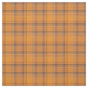 Coral, orange, brown tartan plaid fabric