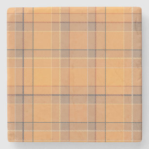 Coral, orange, brown tartan plaid. stone coaster