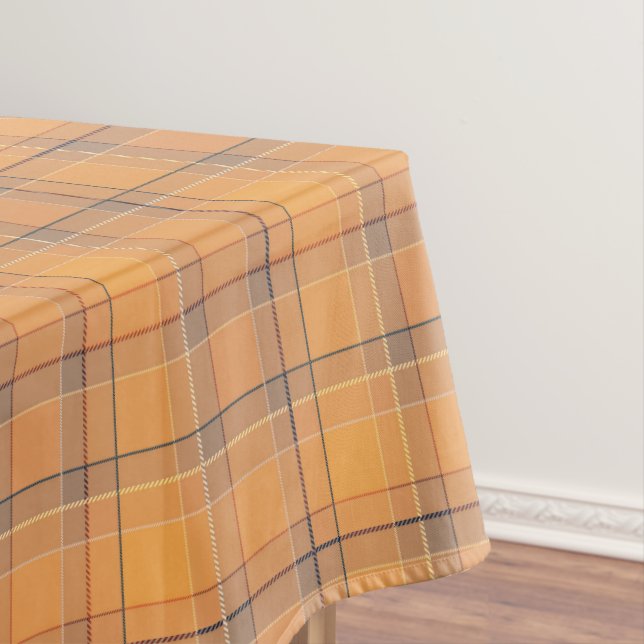Coral, orange, brown tartan plaid. tablecloth (In Situ)