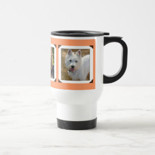 Coral Orange Dog Lovers Multi-Photo Travel Mug