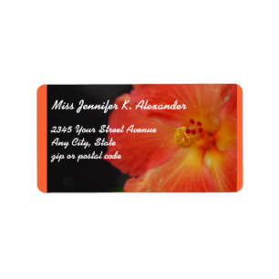 Coral Orange Hibiscus Flower Label