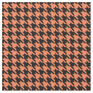 coral orange houndstooth halloween plaid fabric