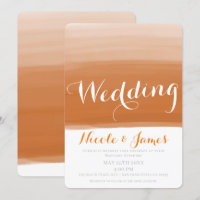 Coral Orange Melon Watercolor Modern Glam Wedding