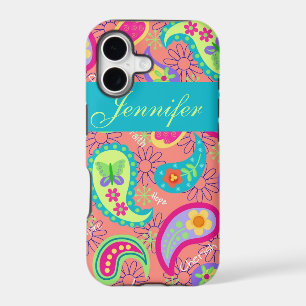 Coral Orange Modern Paisley Graphic Pattern