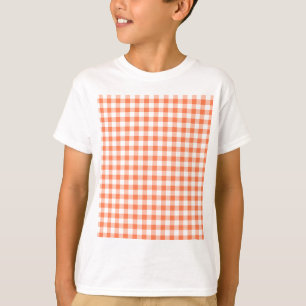 Coral (Orange Pink) and White Gingham T-Shirt