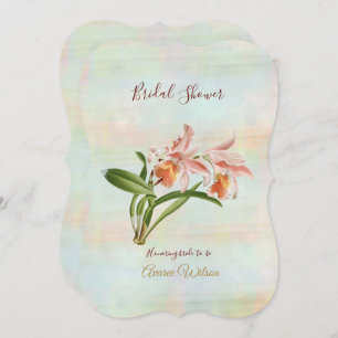  Coral Orchid Bridal  Shower  Invitation