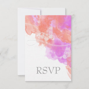 Coral Orchid Watercolor Butterfly Bliss RSVP Card