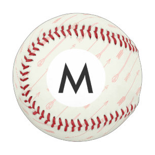 Coral Outlined Arrows Pattern Baseball