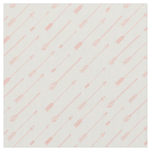 Coral Outlined Arrows Pattern Fabric (Close Up)