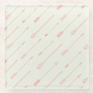 Coral Outlined Arrows Pattern Glass Coaster