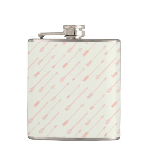 Coral Outlined Arrows Pattern Hip Flask