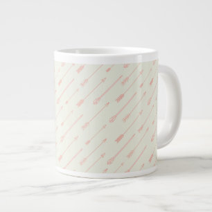 Coral Outlined Arrows Pattern Large Coffee Mug