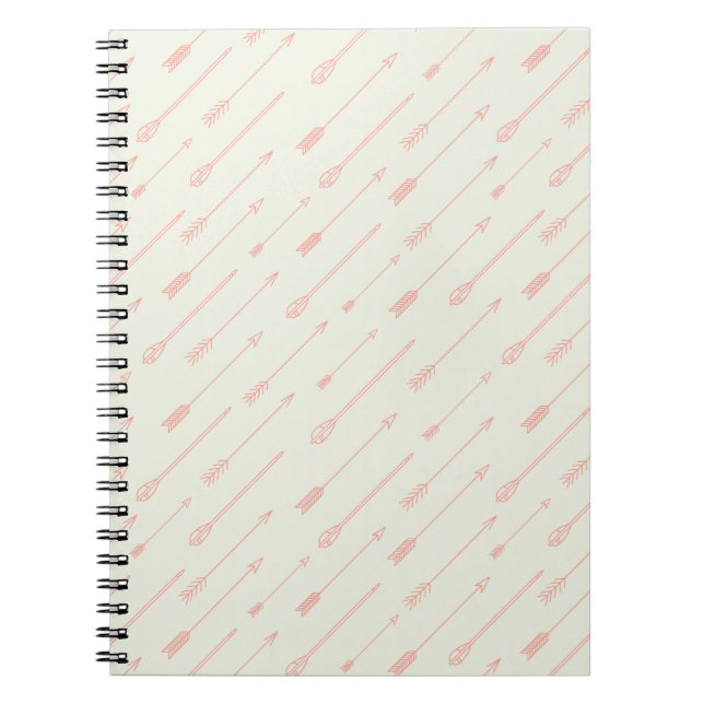 Coral Outlined Arrows Pattern Notebook (Front)