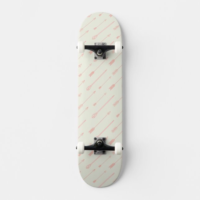 Coral Outlined Arrows Pattern Skateboard (Front)
