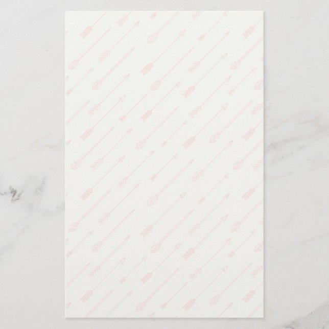 Coral Outlined Arrows Pattern Stationery (Front)