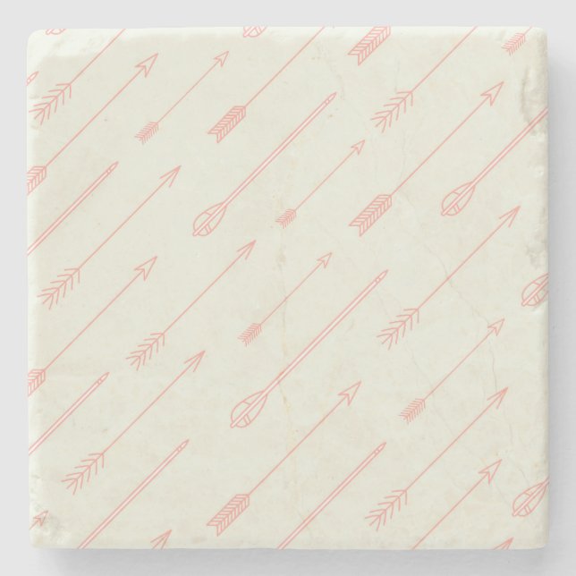 Coral Outlined Arrows Pattern Stone Coaster (Front)