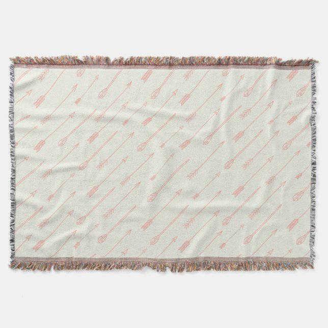 Coral Outlined Arrows Pattern Throw Blanket (Front)