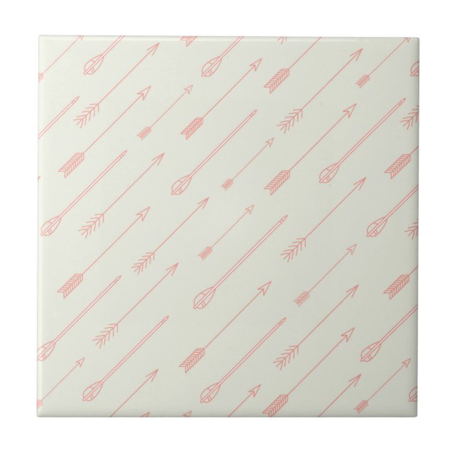 Coral Outlined Arrows Pattern Tile (Front)