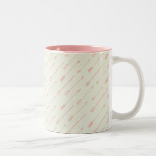 Coral Outlined Arrows Pattern Two-Tone Coffee Mug