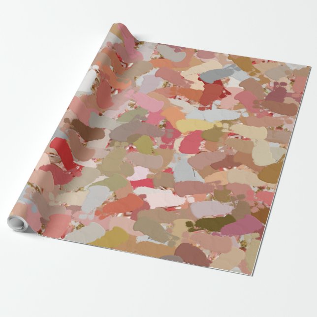 Coral Paint Splatter wrapping paper (Unrolled)