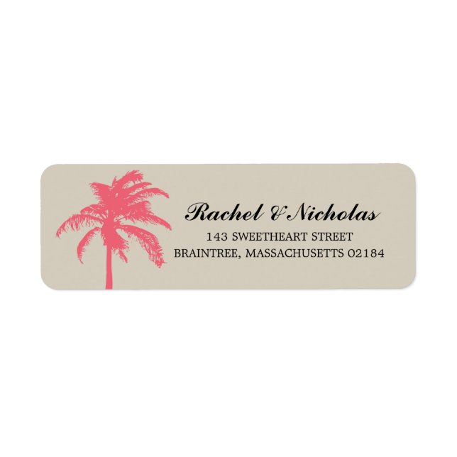 Coral Palm Tree | Return Address Label (Front)