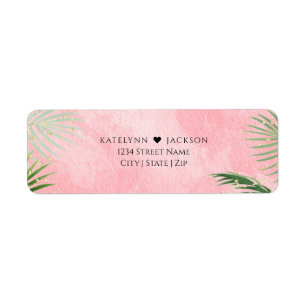 Coral Palms Tropical Wedding Return Address Label