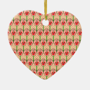 Coral pansies - retro wallpaper pattern ceramic ornament