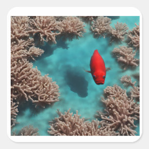 coral paradise square sticker