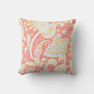 Coral Pastel Paisley Pillow