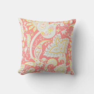 Coral Pastel Paisley Pillow