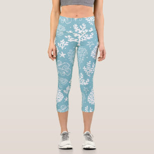 Coral Pattern, Sea Life High Waisted Capris