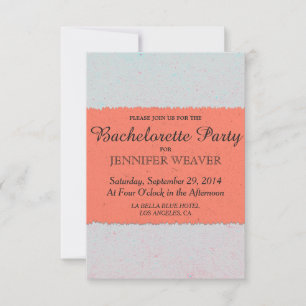 Coral Peach and Slate Grey Edgy Pattern Invitation