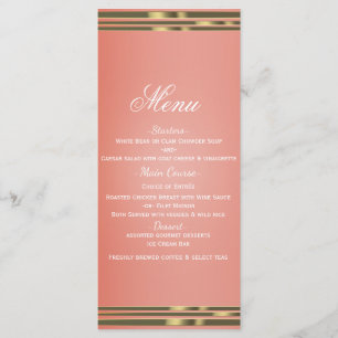 Coral Peach & Gold Dipped Chic Invitation Menu