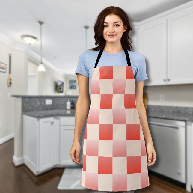 Coral Peach Gradient Chequered Apron (Creator Uploaded)