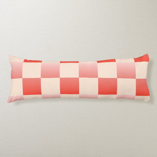 Coral Peach Gradient Chequered Body Cushion (Front)