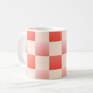Coral Peach Gradient Chequered Coffee Mug
